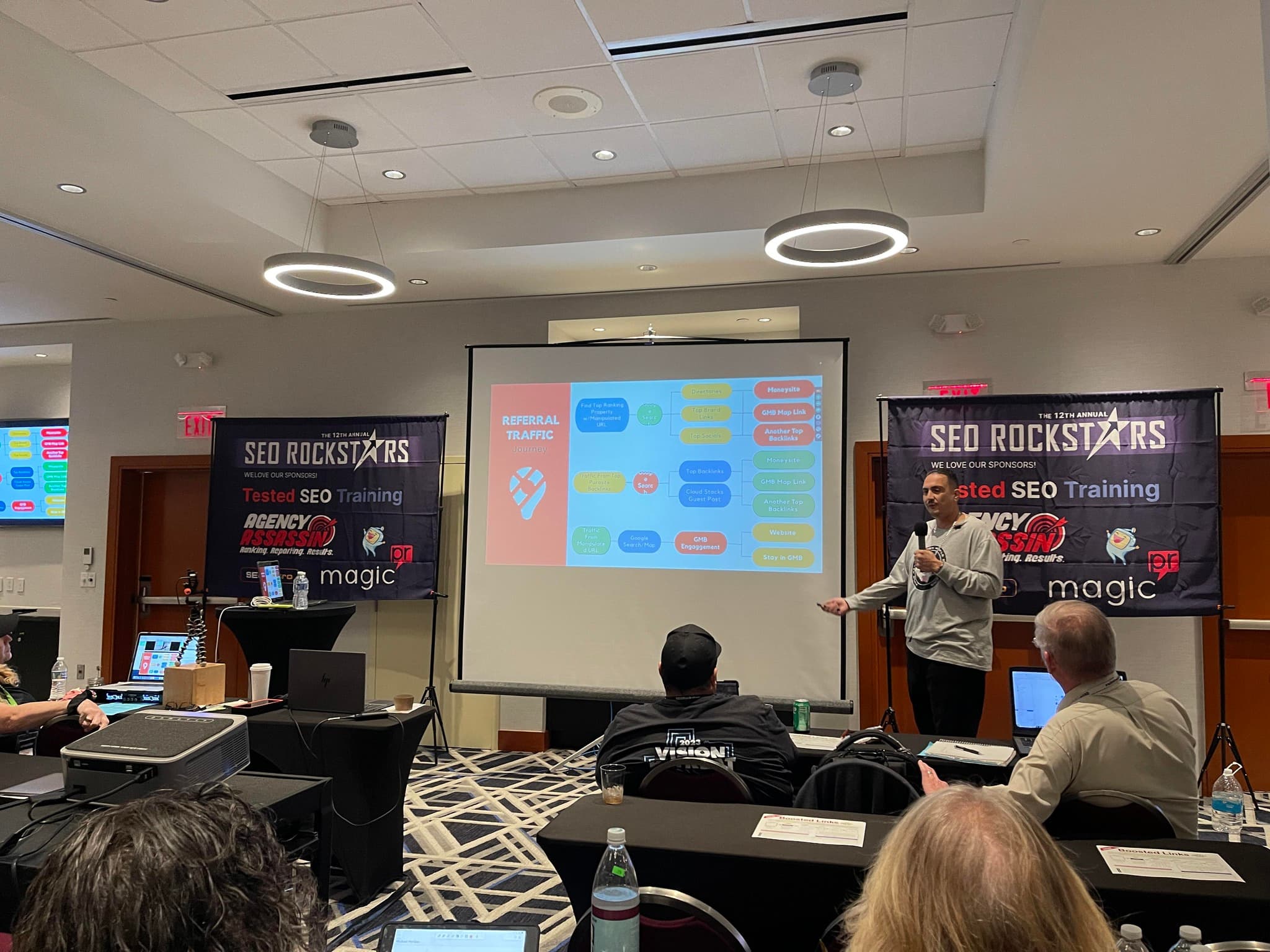 Mike Merlino keynoting at SEO Rockstars conference